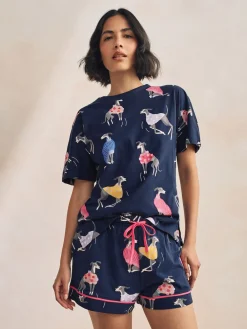 Next Navy Whippet 100% Cotton Short Set Pyjamas Online