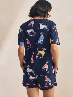 Next Navy Whippet 100% Cotton Short Set Pyjamas Online