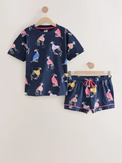 Next Navy Whippet 100% Cotton Short Set Pyjamas Online