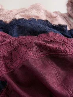 Next DD+ Lace Trim Non Pad Full Cup Underwired Bras 3 Pack Navy/Berry/Pink Outlet