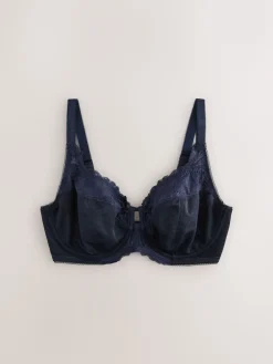 Next DD+ Lace Trim Non Pad Full Cup Underwired Bras 3 Pack Navy/Berry/Pink Outlet