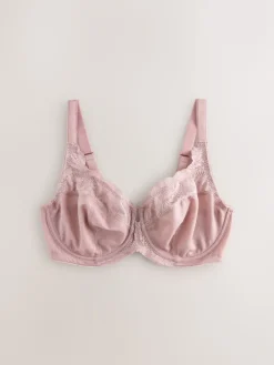 Next DD+ Lace Trim Non Pad Full Cup Underwired Bras 3 Pack Navy/Berry/Pink Outlet