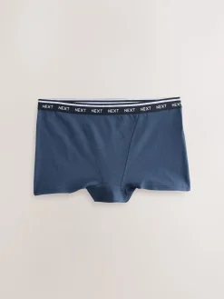 Next Boyshort Cotton Logo Knickers 7 Pack Navy/Chocolate Stripe Online