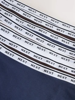 Next Full Brief Cotton Logo Knickers 7 Pack Navy/Chocolate Stripe Discount