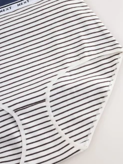 Next Full Brief Cotton Logo Knickers 7 Pack Navy/Chocolate Stripe Discount