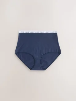 Next Full Brief Cotton Logo Knickers 7 Pack Navy/Chocolate Stripe Discount