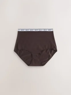 Next Full Brief Cotton Logo Knickers 7 Pack Navy/Chocolate Stripe Discount