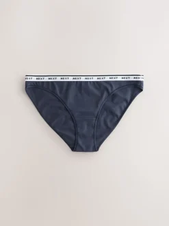 Next High Leg Cotton Logo Knickers 7 Pack Navy/Chocolate Stripe Online