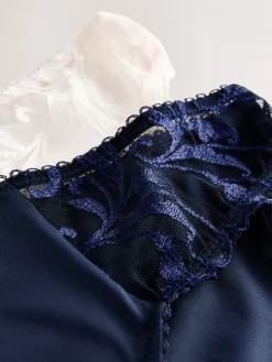 Next Embroidered Knickers 2 Pack Navy/Cream Outlet