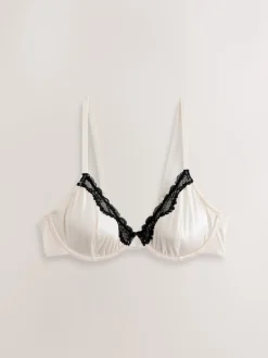 Next Non Pad Plunge High Shine Bra Navy/Cream Hot