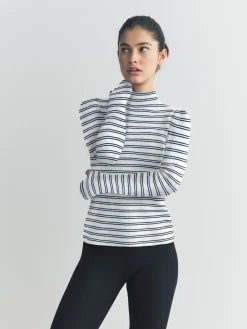 Next Thermal Maximum Warmth Cosy Ribbed Roll Neck Top Navy/Cream Stripe Best