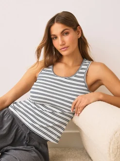 Next Thermal Maximum Warmth Cosy Ribbed Vest Navy/Cream Stripe Online