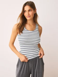 Next Thermal Maximum Warmth Cosy Ribbed Vest Navy/Cream Stripe Online