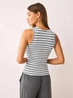 Next Thermal Maximum Warmth Cosy Ribbed Vest Navy/Cream Stripe Online