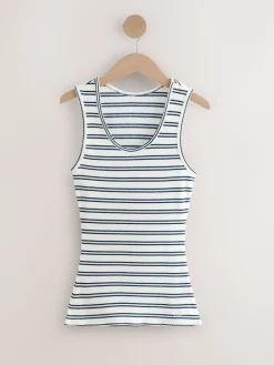 Next Thermal Maximum Warmth Cosy Ribbed Vest Navy/Cream Stripe Online