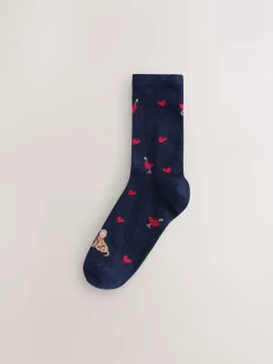 Next Navy/Grey Dog Heart Ankle Socks 4 Pack Hot
