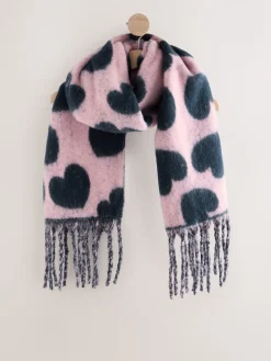 Next Navy/Pink Heart Print Heavyweight Blanket Scarf Discount