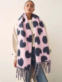 Next Navy/Pink Heart Print Heavyweight Blanket Scarf Discount