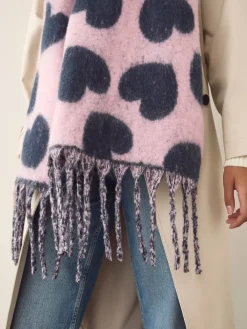 Next Navy/Pink Heart Print Heavyweight Blanket Scarf Discount