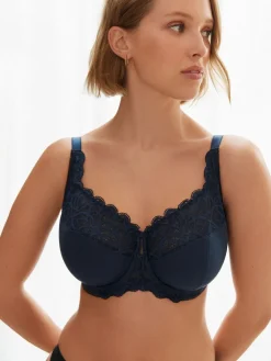 Next Navy/White DD+ Non Pad Full Cup Modal & Lace Bras 2 Pack New