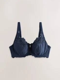 Next Navy/White DD+ Non Pad Full Cup Modal & Lace Bras 2 Pack New