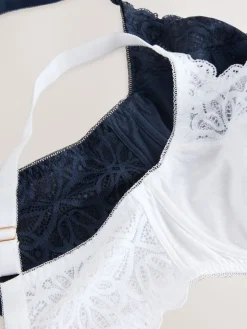 Next Navy/White DD+ Non Pad Full Cup Modal & Lace Bras 2 Pack New