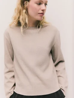 Next Cosy Soft Touch Rib Crew Neck Jumper Neutral Beige New