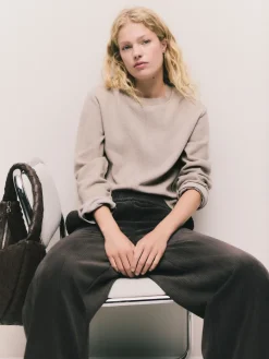 Next Cosy Soft Touch Rib Crew Neck Jumper Neutral Beige New