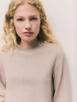 Next Cosy Soft Touch Rib Crew Neck Jumper Neutral Beige New