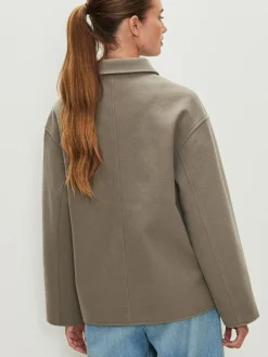 Next Brushed Collared Jacket Neutral Sale