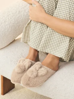 Next Neutral Bunny Mule Slippers New