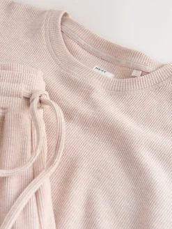 Next Neutral Cosy Waffle Long Sleeve Pyjamas Hot
