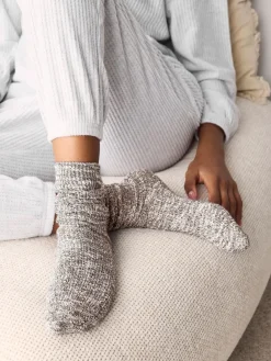 Next Cotton Slub Slouchy Ankle Socks 3 Pack Neutral Hot