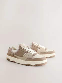 Next Forever Comfort® Panelled Chunky Lace-Up Trainers Neutral Clearance