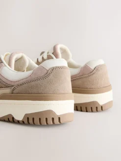 Next Forever Comfort® Panelled Chunky Lace-Up Trainers Neutral Clearance