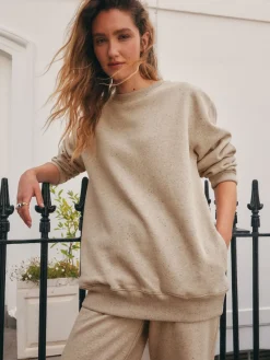 Next Relaxed Fit Essentials Longline Sweatshirt with Pockets Neutral Neppy Discount