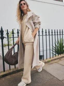 Next Relaxed Fit Essentials Longline Sweatshirt with Pockets Neutral Neppy Discount