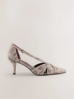 Next Forever Comfort® Pointed Toe Strappy Asymmetric Court Heels Neutral Snake Discount