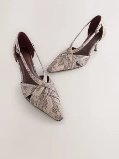 Next Forever Comfort® Pointed Toe Strappy Asymmetric Court Heels Neutral Snake Discount