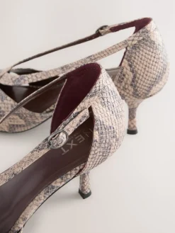 Next Forever Comfort® Pointed Toe Strappy Asymmetric Court Heels Neutral Snake Discount