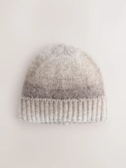 Next Neutral Space Dye Knitted Beanie Hat Outlet