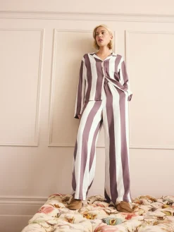 Next Button Through Pyjamas Neutral Stripe Hot