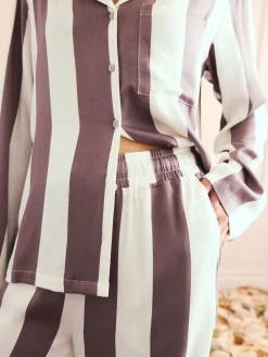 Next Button Through Pyjamas Neutral Stripe Hot