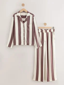 Next Button Through Pyjamas Neutral Stripe Hot
