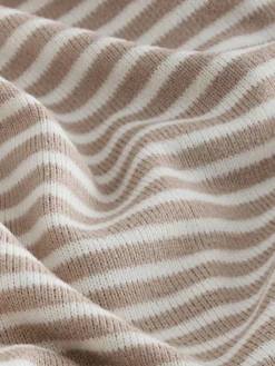 Next Cosy Lightweight Dressing Gown Neutral Stripe New