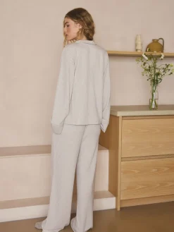 Next Neutral Stripe Jersey Button Through Pyjamas Hot