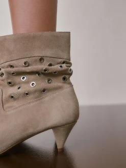 Next Neutral Suede Forever Comfort® Eyelet Embellished Ankle Boots Outlet