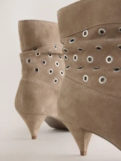Next Neutral Suede Forever Comfort® Eyelet Embellished Ankle Boots Outlet