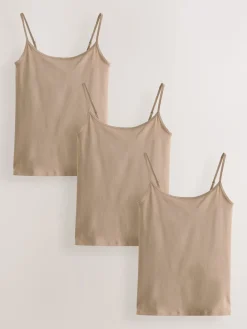 Next Thin Strap Vests 3 Pack Neutral