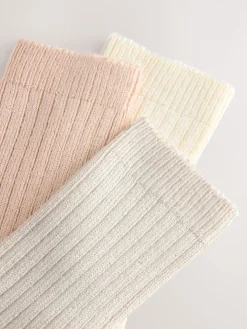 Next Warm Handle Ribbed Ankle Socks 3 Pack Neutral
